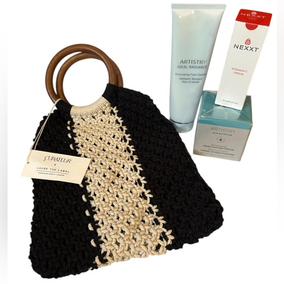 Laude The Label Handbags - Curateur x Laude The Label Gabby Mini Macrame Bag and Skincare Bundle